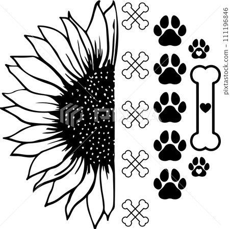 Sunflower Dog Paw, Dog, Animal, Pet, Vector Illustration File Sunflower Dog Paw, Dog, Animal, Pet, Vector Illustration File 111196846