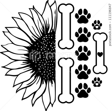 Sunflower Dog Paw, Dog, Animal, Pet, Vector Illustration File Sunflower Dog Paw, Dog, Animal, Pet, Vector Illustration File 111196847