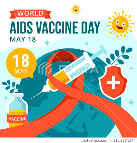 Aids Vaccine Day Social Media Illustration Flat Cartoon Hand Drawn Templates Background 111197124