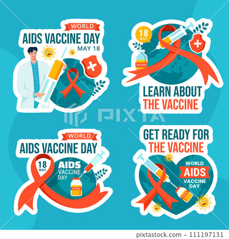 Aids Vaccine Day Label Flat Cartoon Hand Drawn Templates Background Illustration Aids Vaccine Day Label Flat Cartoon Hand Drawn Templates Background Illustration 111197131