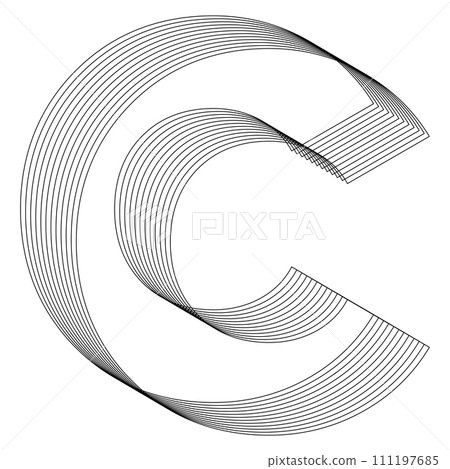 C Letter. 3D Geometric letter. Streetwear stile. C Letter. 3D Geometric letter. Streetwear stile. 111197685