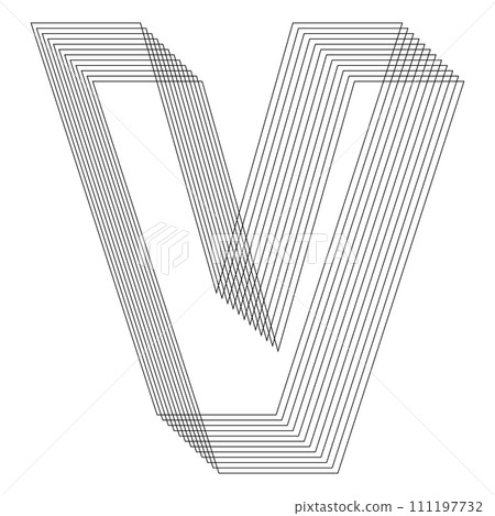 V Letter. 3D Geometric letter. Streetwear stile.  111197732