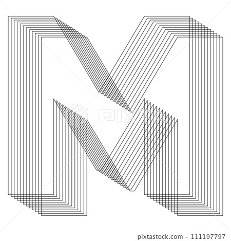 M Letter. 3D Geometric letter. Streetwear stile.  111197797