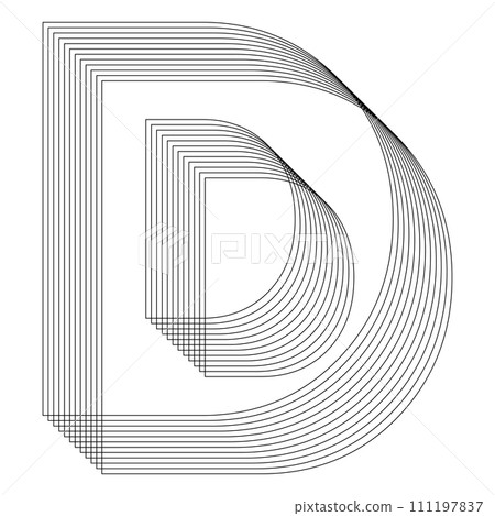 D Letter. 3D Geometric letter. Streetwear stile.  111197837