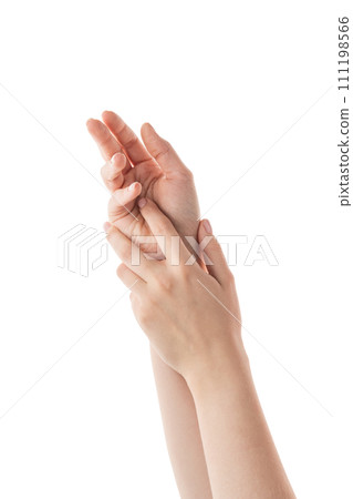 Young woman hands showing elegance isolated on white background 111198566