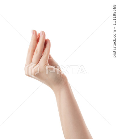 Young woman hand showing italian gesture isolated on white background Young woman hand showing italian gesture isolated on white background 111198569
