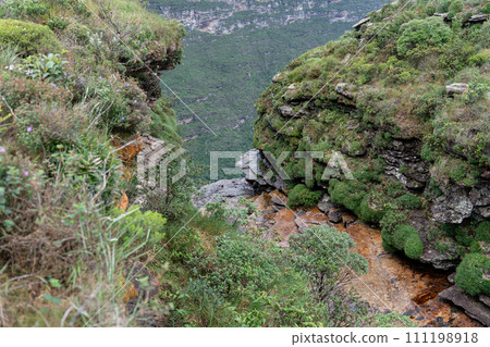 Rugged Cliffs and Lush Vegetation Overlooking a Canyon 111198918