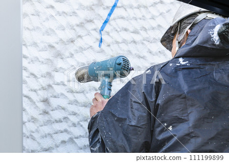 Residential exterior wall repair work Exterior wall crack repair work Drying Residential exterior wall repair work Exterior wall crack repair work Drying 111199899