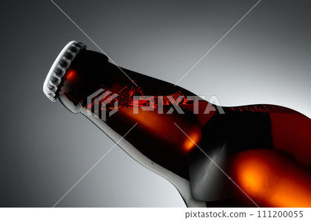 Close-up of an unopened beer bottle. Close-up of an unopened beer bottle. 111200055