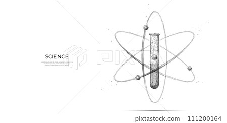 Chemistry science concept. Abstract test tube and atom model 111200164