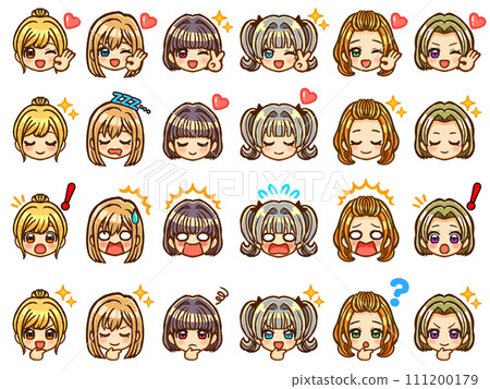 赤壁人物臉部表情圖示素材套裝2,適合華麗髮色的女孩 赤壁人物臉部表情圖示素材套裝2,適合華麗髮色的女孩 111200179