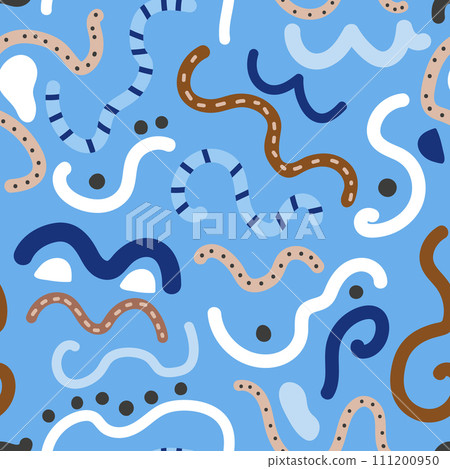 Geometric seamless patterns with abstract lines. Blue artistic background. Vector illustration Geometric seamless patterns with abstract lines. Blue artistic background. Vector illustration 111200950