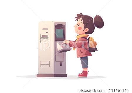 操作ATM機的可愛女孩 111201124