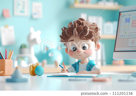 Boy studying (3D) Boy studying (3D) 111201136