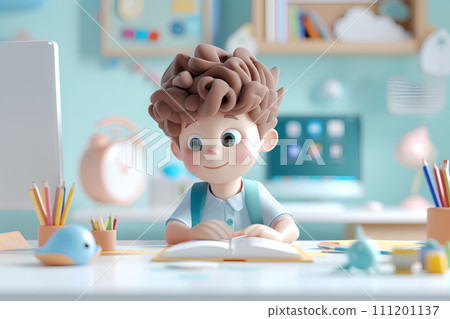 Boy studying (3D) Boy studying (3D) 111201137