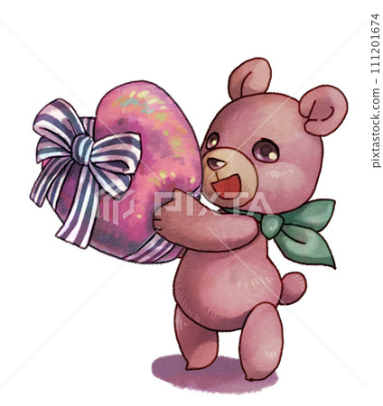 Teddy bear with a heart-shaped present Teddy bear with a heart-shaped present 111201674