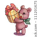 teddy bear with a present 111201675