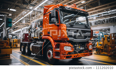 Truck factory. Truck assembly.  Generative AI 111202010