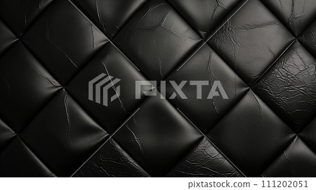 Black leather texture background with copyspace for design. Generative AI. 111202051