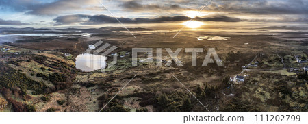 Aerial view of a foggy Portnoo, County Donegal - Ireland Aerial view of a foggy Portnoo, County Donegal - Ireland 111202799