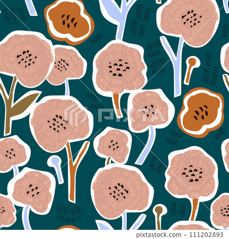 Seamless hand drawn floral pattern. Botanical textures. Great for fabric and textile. Vector Illustration Seamless hand drawn floral pattern. Botanical textures. Great for fabric and textile. Vector Illustration 111202893