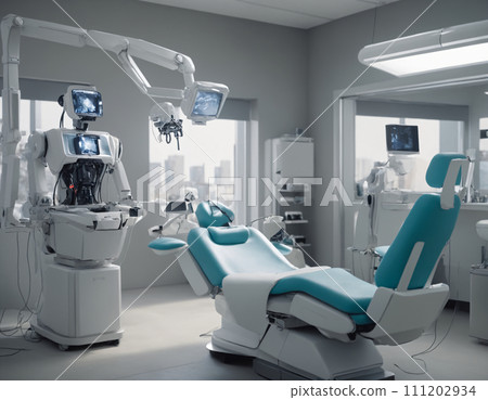 AI-generated content. Advanced Robotic Dental Equipment in Modern Clinic AI Generated 111202934