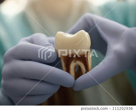 AI-generated content. Cross-Section of Tooth in Medical Examination AI Generated 111202936