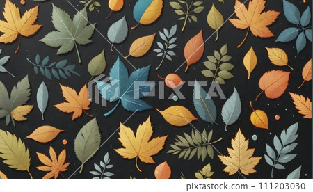 Illustration of different colored plant leaves lined up next to each other in different shapes and sizes - ai generated Illustration of different colored plant leaves lined up next to each other in different shapes and sizes - ai generated 111203030