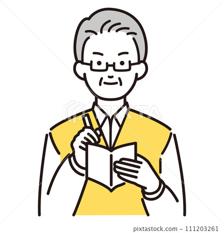 一位老人寫筆記的插圖 一位老人寫筆記的插圖 111203261