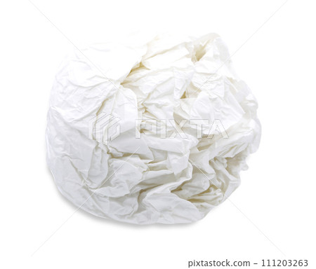 Crumbled paper ball isolated over the white background 111203263