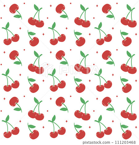 Preppy retro Cherry with bow seamless pattern, Coquette seamless background isolated on white. 111203468