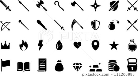 單色 RPG 遊戲圖示集 111203993