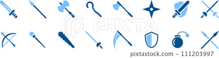 Blue two-color weapon icon set 111203997