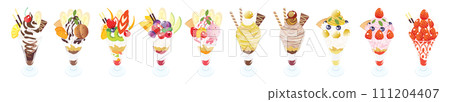 Parfait line illustration Parfait line illustration 111204407