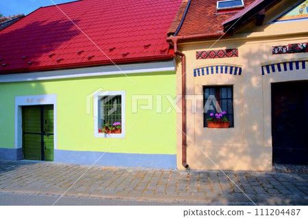 Old rustic wine cerrals. Wine background in Europe. Czech Republic, South Moravia 111204487
