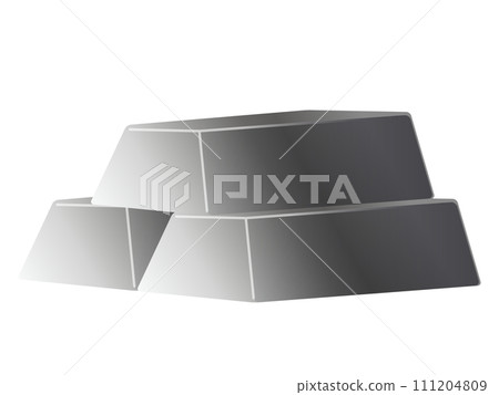 Illustration of silver ingots stacked in two tiers 111204809