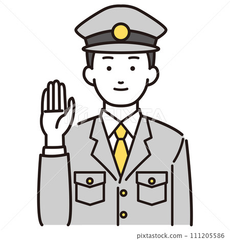 一名警察舉手的插圖 一名警察舉手的插圖 111205586