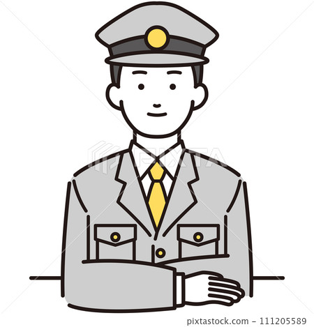 一名警察坐在椅子上的插圖 一名警察坐在椅子上的插圖 111205589
