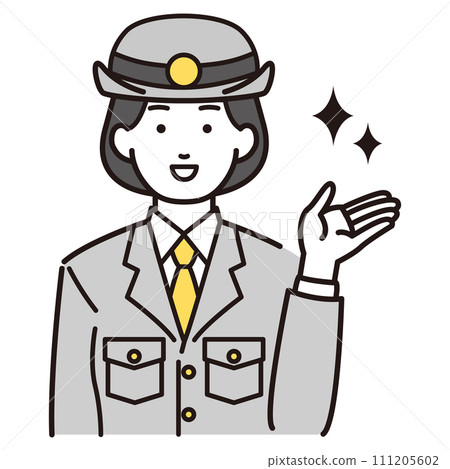 Illustration of a police officer guiding the right side Illustration of a police officer guiding the right side 111205602