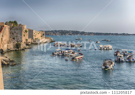 View of the scenic waterfront of Ortygia, Syracuse, Sicily, Italy 111205817