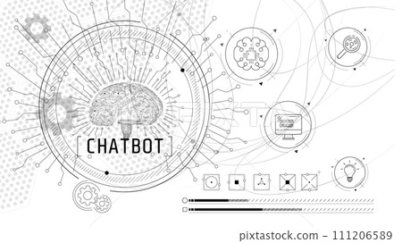 Abstract infographics on the topic of implementing scientific technologies. Abstract infographics on the topic of implementing scientific technologies. 111206589
