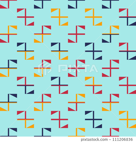 Geo shapes seamless pattern. Vector illustration for print, cover, decor, wallpaper design.  111206836
