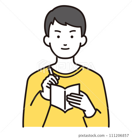 一個人寫備忘錄的插圖 111206857