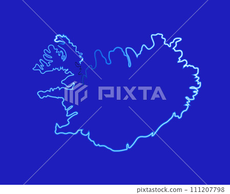 Vector isolated illustration of Iceland map with neon effect. 111207798