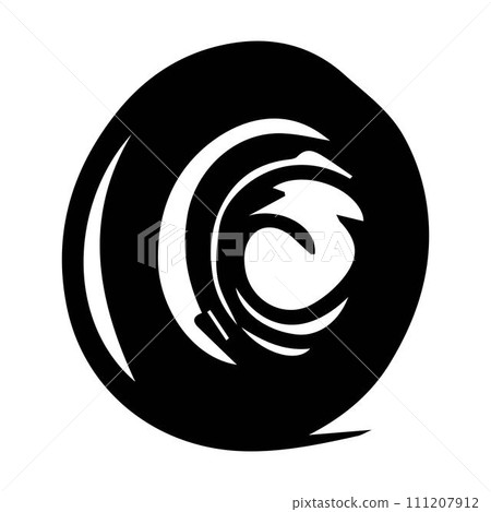 Scribble brush stroke element, abstract charcoal curly line illustration for background design 111207912