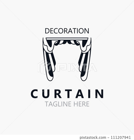 Curtain logo decoration style minimalist elegant vector design illustration 111207941