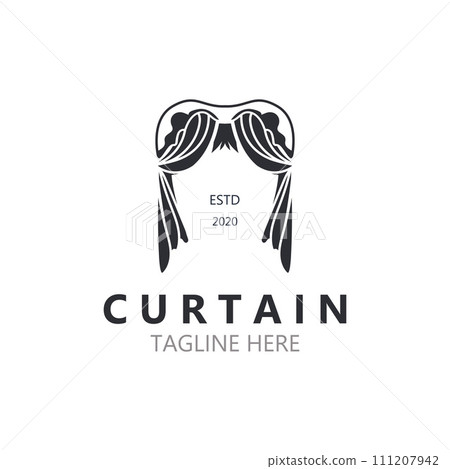 Curtain logo decoration style minimalist elegant vector design illustration 111207942