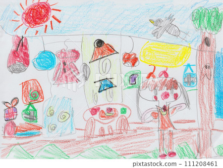 child's drawing of a house 111208461