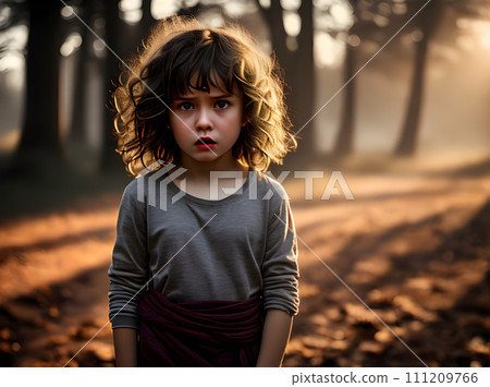 Fearful child lit warmly detailed cinematic HDR Fearful child lit warmly detailed cinematic HDR 111209766