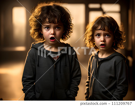 Fearful child lit warmly detailed cinematic HDR Fearful child lit warmly detailed cinematic HDR 111209767